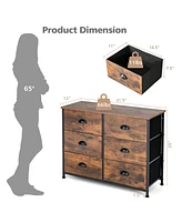 Costway 6 Drawer Dresser Fabric Storage Tower w/wooden Top Chest Organizer