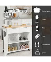 Costway Rolling Kitchen Cart Island Heavy Duty Storage Trolley Cabinet