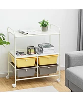 Costway Rolling Storage Cart w/4 Drawers 2 Shelves Metal Rack Shelf Utility Organizer