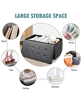 Costway 31.5''Fabric Foldable Storage Ottoman Toy Chest W/Removable Bin