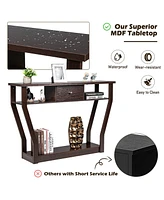 Costway Modern Sofa Accent Table with Drawer Entryway Hallway Hall