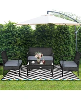 Costway 4PCS Patio Rattan Furniture Set Garden Deck