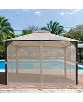 12' x 10' Outdoor Patio Gazebo Canopy Shelter Double Top Sidewalls Netting