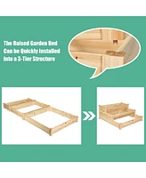 3 Tier Wooden Raised Garden Bed Planter Kit