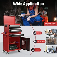 Costway 2 1 Tool Chest & Cabinet with 5 Sliding Drawers Rolling Garage Box Organizer