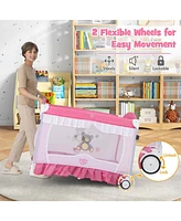 Costway Portable Baby Playpen Crib Cradle Changing Pad Mosquito Net Toys