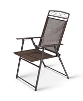 Costway Set of 4 Patio Folding Sling Chairs Steel Textilene Camping