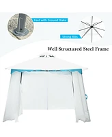 Costway 2 Tier 10'x10' Patio Gazebo Canopy Tent Steel Frame Shelter Awning W/Side Walls