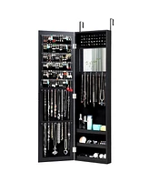 Costway Wall Door Mounted Mirrored Jewelry Cabinet Storage Organizer