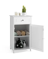 Costway Floor Storage Cabinet Bathroom Organizer Cupboard Drawer Shelf Bath Towel