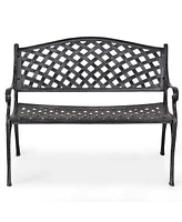 Costway 40'' Outdoor Antique Garden Bench Aluminum Frame Seats Chair Patio Garden