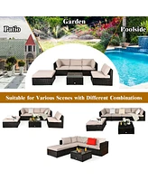 Costway 6PCS Outdoor Patio Rattan Furniture Set Cushioned Sectional Sofa