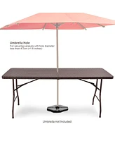 Costway 6' Folding Table Rattan Portable Indoor Outdoor Picnic Party Dining Camping