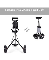 Costway Folding 2 Wheel Push Pull Golf Club Cart Trolley Swivel