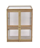 Costway Garden Portable Wooden GreenHouse Cold Frame Raised Plants Shelves Protection