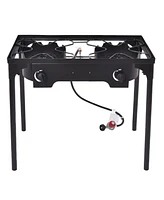 Costway Double Burner Gas Propane Cooker Outdoor Camping Picnic Bbq Grill