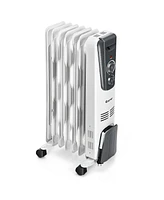 1500W Electric Oil Filled Radiator Space Heater 5.7 Fin Thermostat Room Radiant