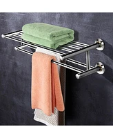 Wall Mounted Towel Rack Bathroom Hotel Rail Holder Storage Shelf Stainless Steel