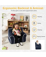 Costway Kids Sofa Toddler Foam Filled Armchair Velvet Fabric Baby