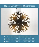 Costway Ceiling Fan with Light, Enclosed Ceiling Fan w/ 5 Blades & Remote Control