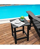 Costway 2 Pcs Patio 15'' End Side Coffee Table Square Wooden Slat Deck