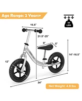 Costway Aluminum Balance Bike for Kids Adjustable No Pedal Training Bicycle