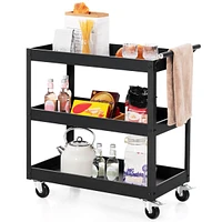 Costway 3-Tier Utility Cart Metal Storage Service Trolley