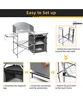 Costway Foldable Camping Table Outdoor Bbq Portable Grilling Stand