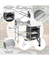 Costway Foldable Camping Table Outdoor Bbq Portable Grilling Stand