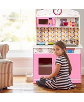 Kids Wooden Pretend Cooking Playset Cookware Play Set Kitchen Toys Toddler Gift