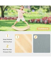 Costway Wooden Wobble Balance Board Kids 35'' Rocker Yoga Curvy Board Toy
