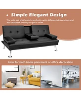 Convertible Folding Futon Sofa Bed Leather
