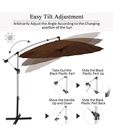 Costway 10ft Patio Offset Umbrella W/ Crank and Cross Base
