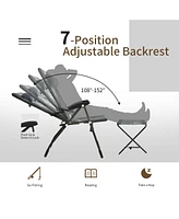 Costway 4PCS Patio Folding Dining Chair Ottoman Set Recliner Adjustable