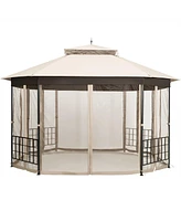 Costway 10'x12' Patio Gazebo Canopy Shelter Double Top Netting Sidewalls