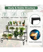 3-Tier Mental Plant Stand with Grid Shelf