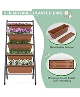 Sugift 5-Tier Vertical Raised Garden Bed with Wheels and Container Boxes