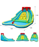 Inolait Double Side Inflatable Water Slide Park with Climbing Wall for Outdoor Without Blower