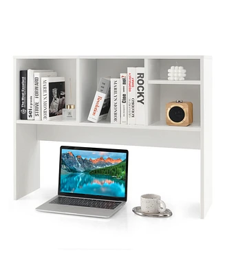 Computer Desktop Bookcase Countertop Storage Bookshelf Organizer with 4 Cubbies