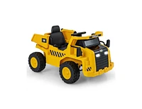 Slickblue 12V Caterpillar Licensed Kids Ride on Dump Truck with Tiltable Bump Bed-Yellow