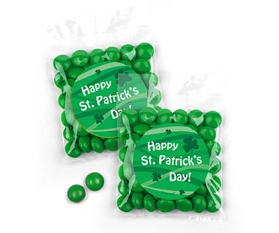 Just Candy 12 Pcs St. Patrick's Day Candy Party Favors Green Candy Coated Milk Chocolate Minis Goodie Bags with Stickers - Assorted pre