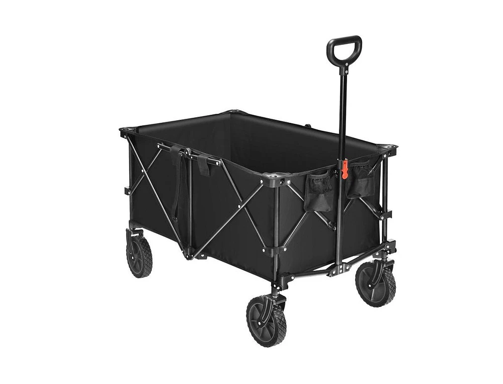 Slickblue Outdoor Folding Wagon Cart with Adjustable Handle and Universal Wheels