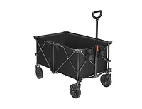 Slickblue Outdoor Folding Wagon Cart with Adjustable Handle and Universal Wheels