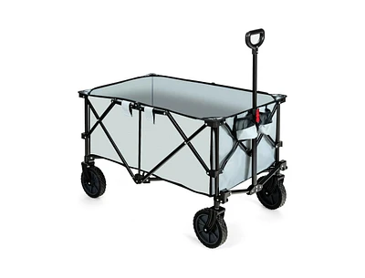 Slickblue Outdoor Folding Wagon Cart with Adjustable Handle and Universal Wheels