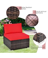 Gymax 6PCS Rattan Outdoor Sectional Sofa Set Patio Furniture Set w/ Cushions