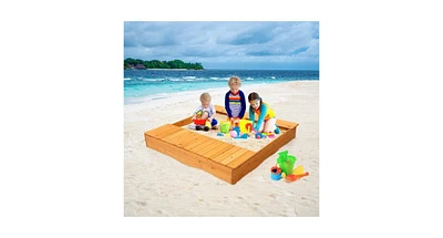 Slickblue Kids Outdoor Playset Backyard Cedar Sandbox