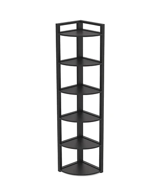 Tribesigns 6 Tier Corner Shelf, 70.9 Inch Tall Bookshelf Small Bookcase Rustic Shelving Unit Storage Rack for Living Room, Home Office,