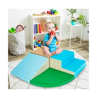 Slickblue Big Boys 4 Pieces Indoor Playtime Corner Climber Play Set-Blue