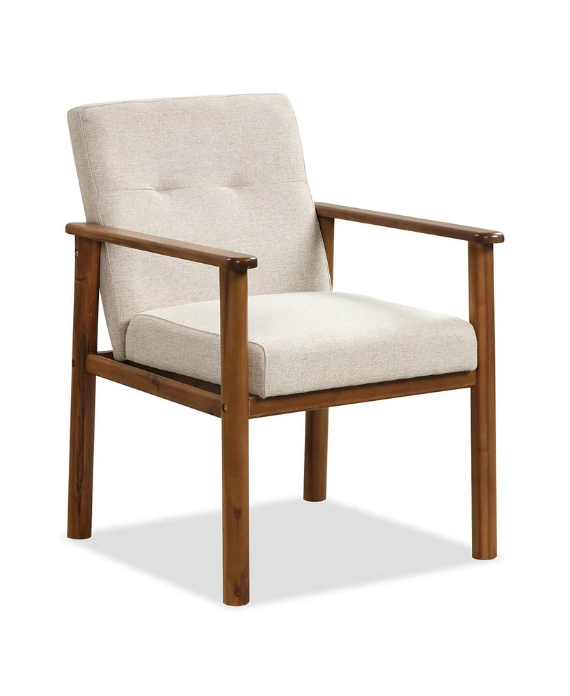 Costway Modern Accent Chair Upholstered Linen Fabric Armchair with Solid Wood Legs