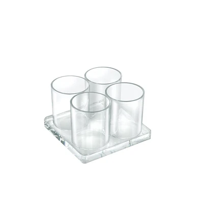 Azar Displays Four Cup Cylinder Deluxe Clear Acrylic Holder for Cosmetics and Pencils, Gift Shop